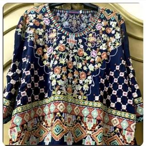 Johnny Was Fully Embroidered Blouse Top Size : Small
